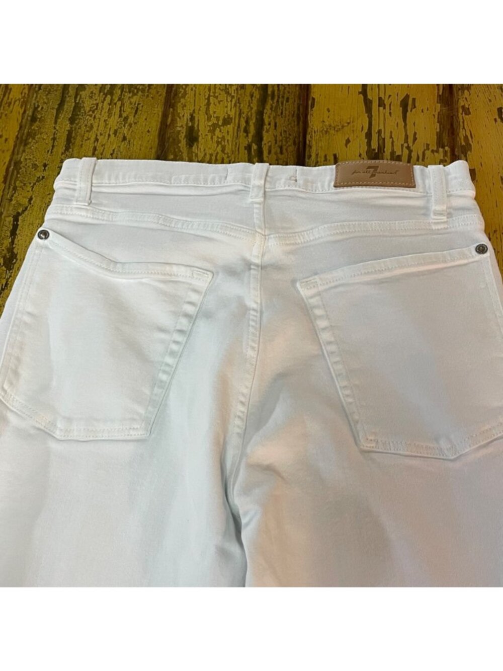 7 For All Mankind High Waist Straight Cropped Jeans SZ 29 Luxe Vintage Raw Hem - Picture 4 of 9